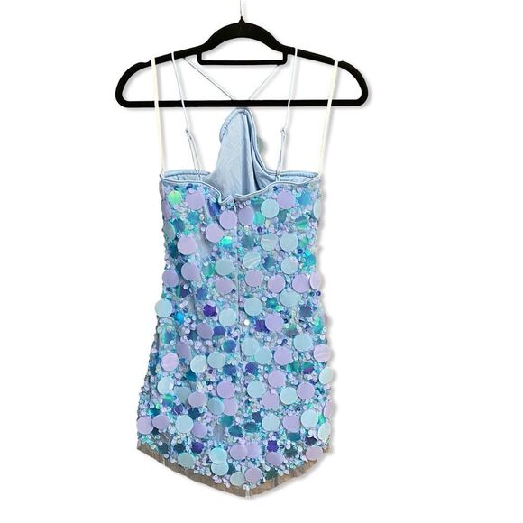 Lovers And Friends Quinn Embellished Mini Dress blue sequin Revolve S - Picture 6 of 8